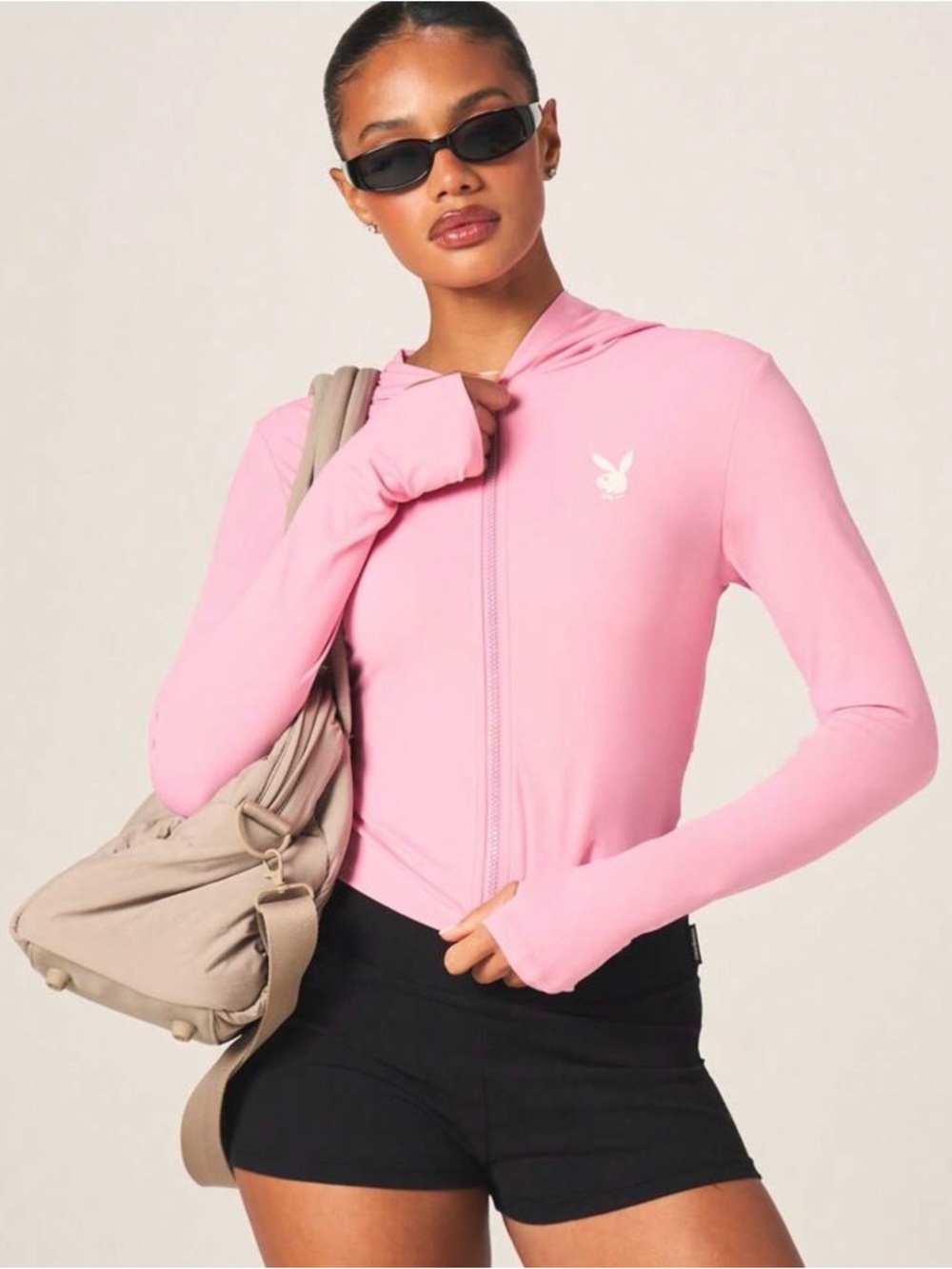 PLAYBOY Pink Zip-Up Hooded Top